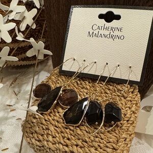 Catherine Malandrino Black and Gold Earrings Collection